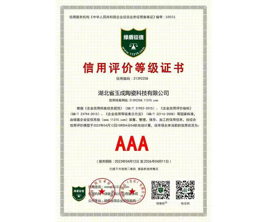AAA Credit Rating Certificate